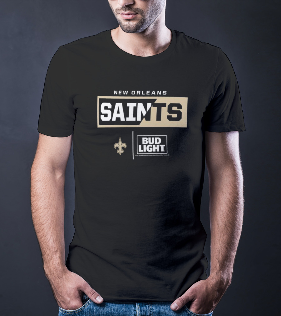 New Orleans Saints Bud Light Fleur-De-Lis NFL Collaboration T-Shirt