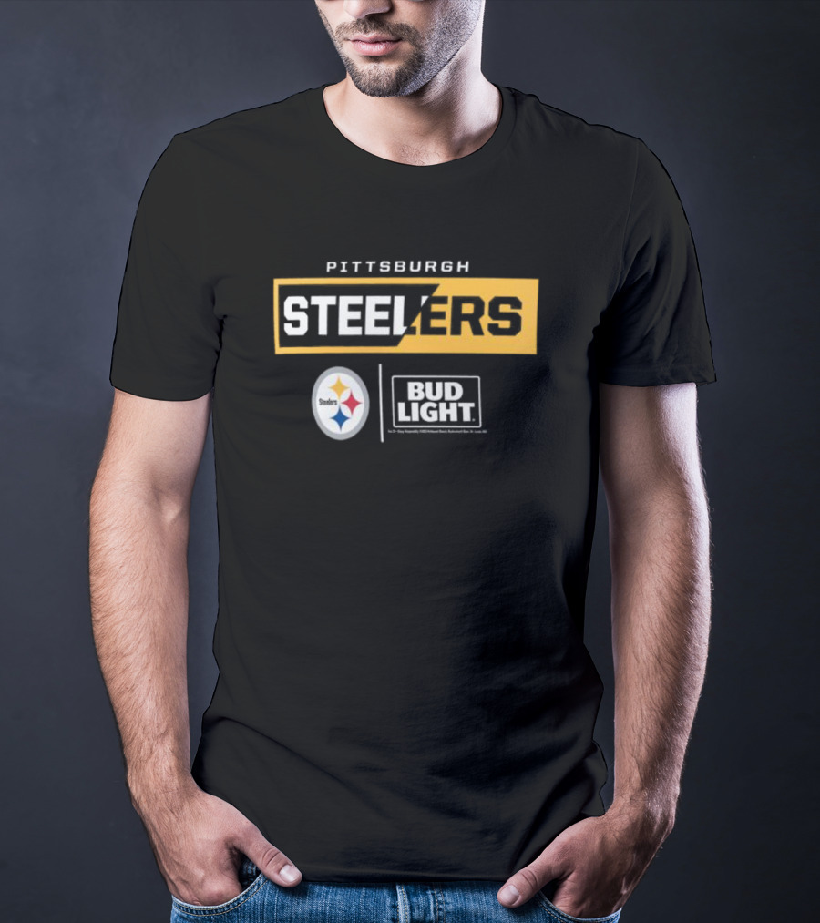 Pittsburgh Steelers Bud Light Collaboration NFL Team T-Shirt