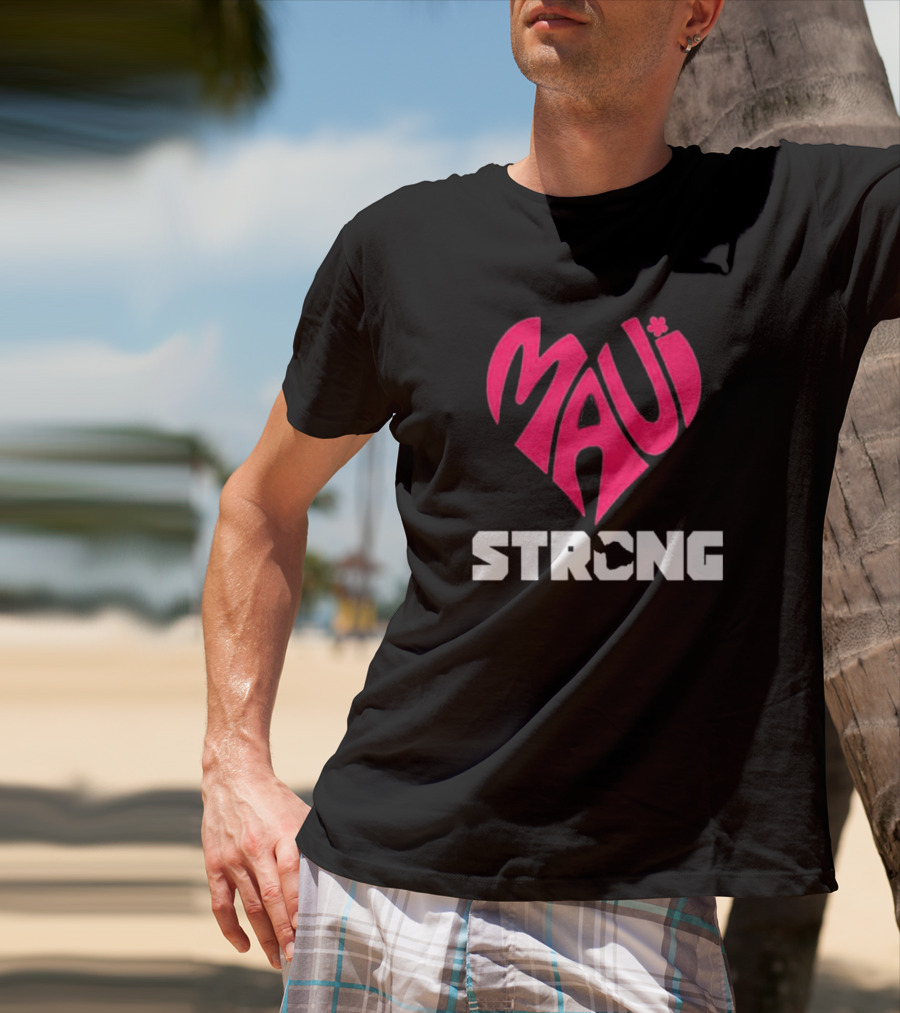 Maui Heart Strong Symbol In Pink T-Shirt