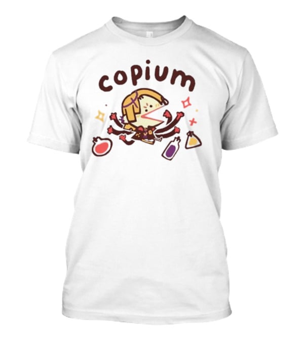 Ohmonah Holostars Copium Cute Character With Colorful Bottles T-Shirt