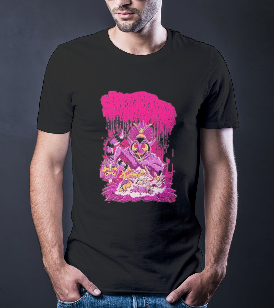 Sanguisugabogg Madagascar Lemur Creature In Psychedelic Pink With Dripping Effect T-Shirt