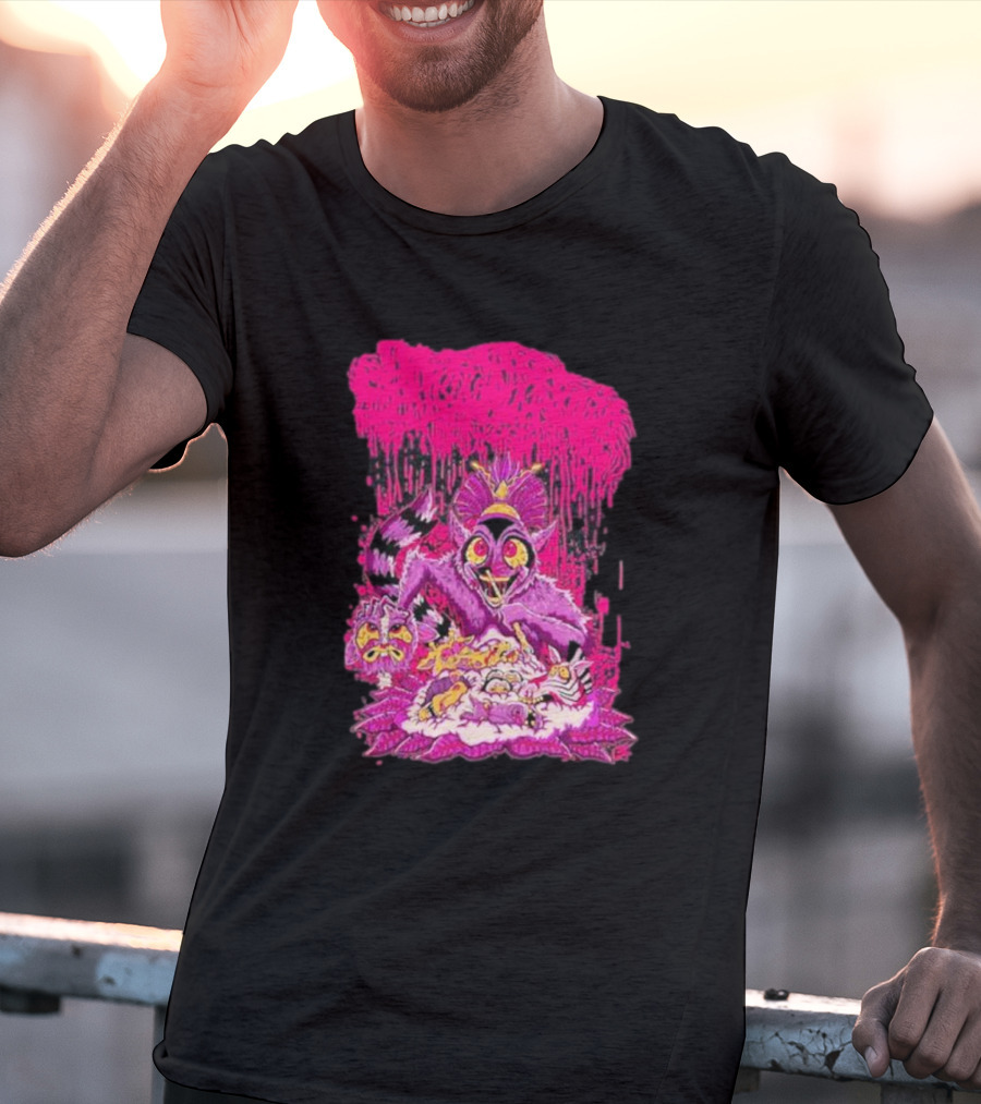 Sanguisugabogg Madagascar Lemur Creature In Psychedelic Pink With Dripping Effect T-Shirt