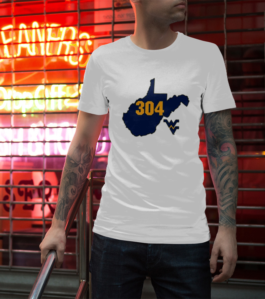 WVU 304 West Virginia State Map With Iconic T-Shirt