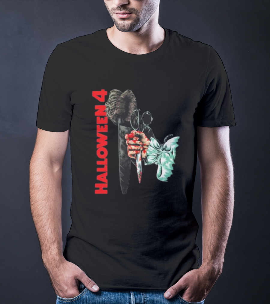HALLOWEEN 4 SHADOW OF THE SHAPE MASK KNIFE HAND T-Shirt