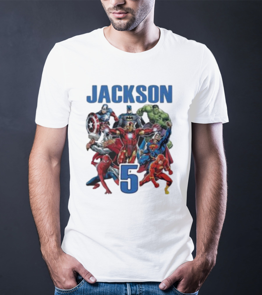 Jackson 5 Super Hero Birthday Avengers Family T-Shirt