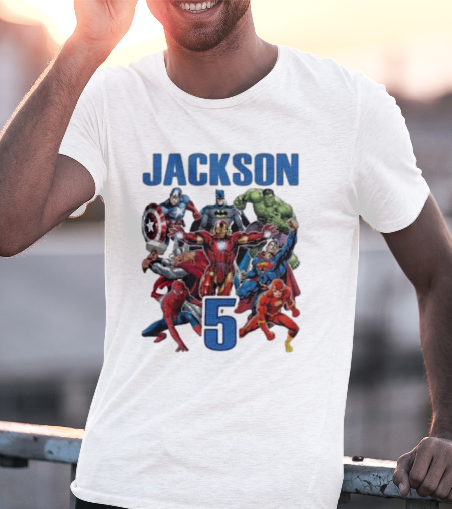 Jackson 5 Super Hero Birthday Avengers Family T-Shirt