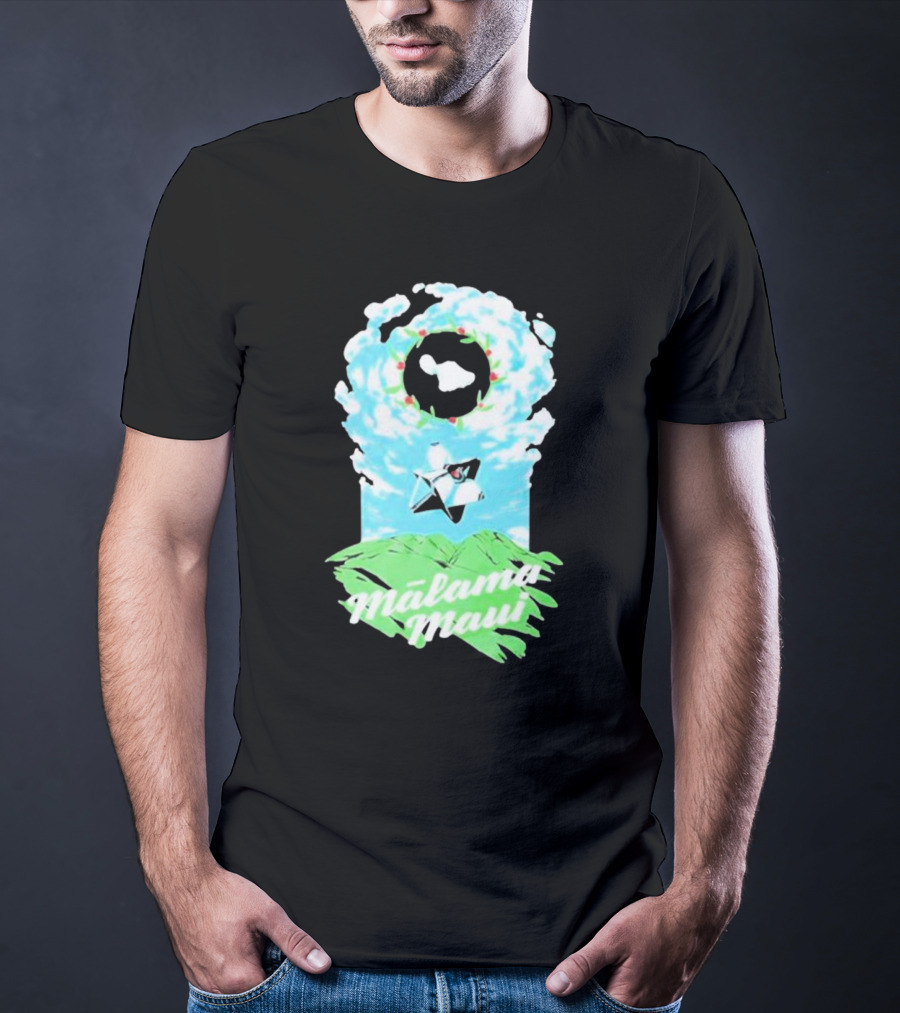 Mālama Maui Island Clouds Green Land T-Shirt