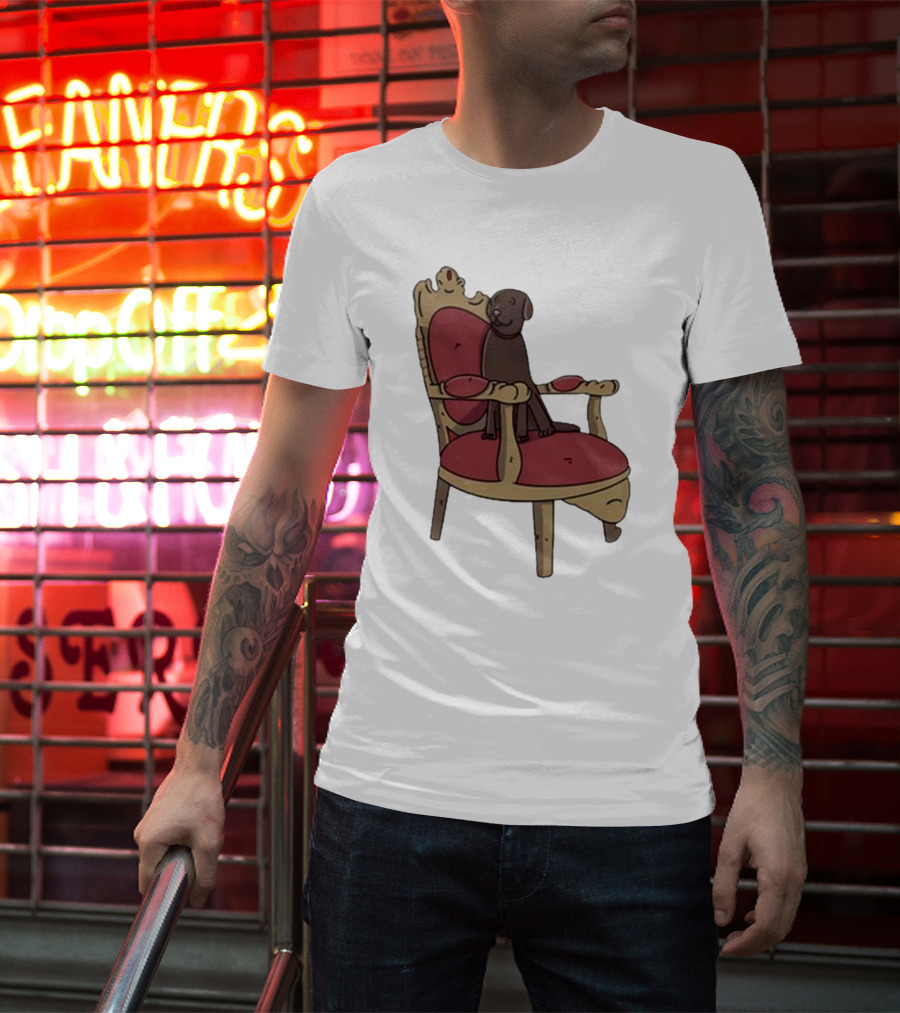 Poorly Drawn Arsenal Dog On Ornate Chair T-Shirt