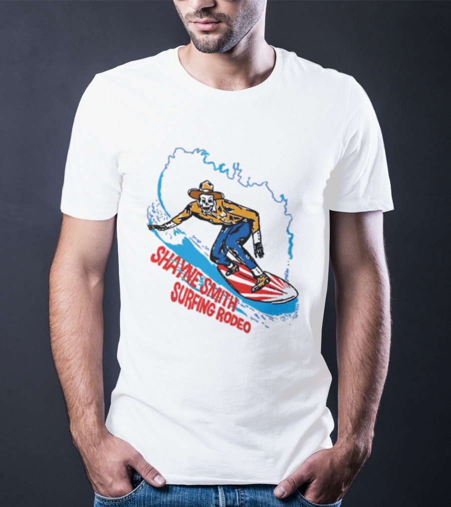 Shayne Smith Surfing Rodeo Cowboy Surfer On Wave T-Shirt