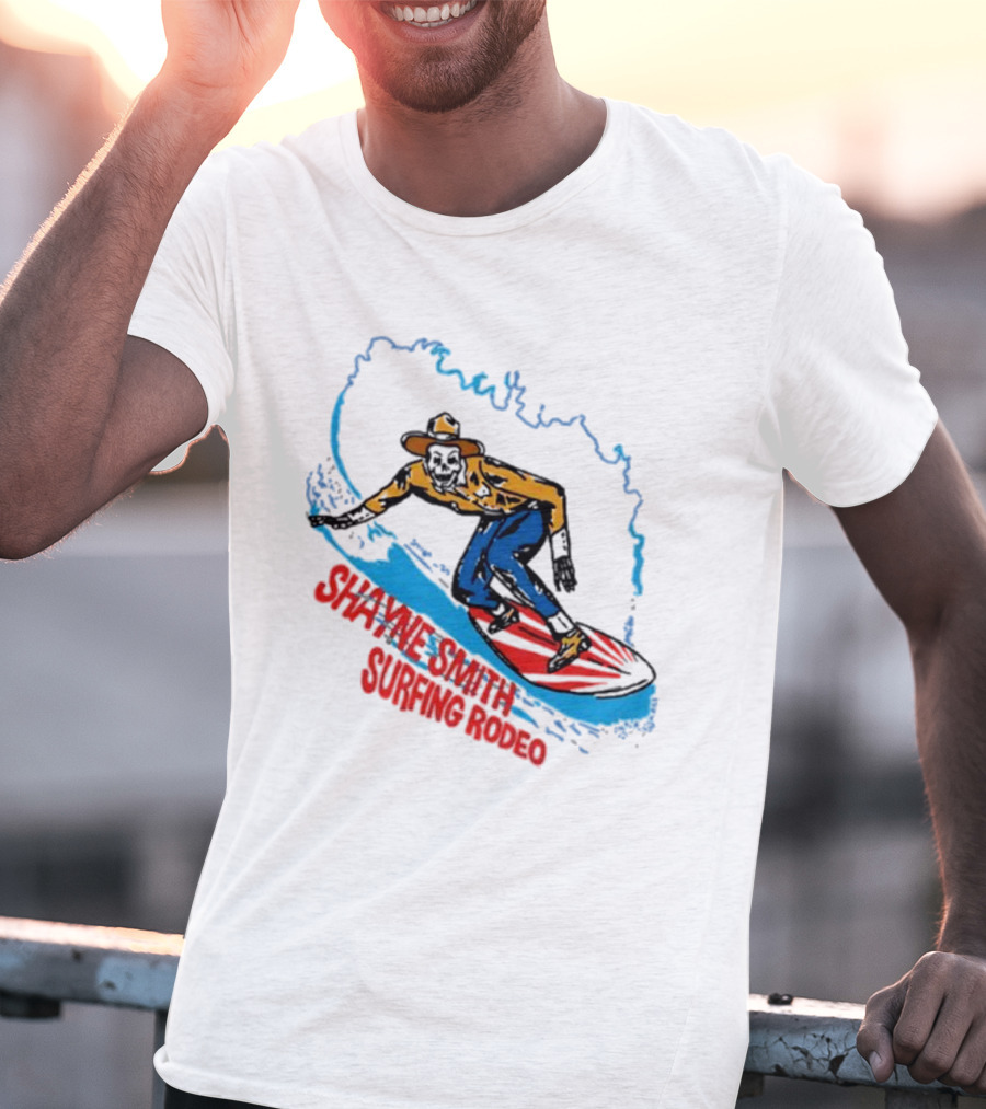 Shayne Smith Surfing Rodeo Cowboy Surfer On Wave T-Shirt