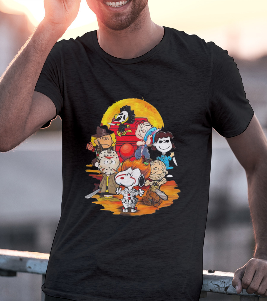 Snoopy Peanuts Horror Characters Halloween Moon T-Shirt