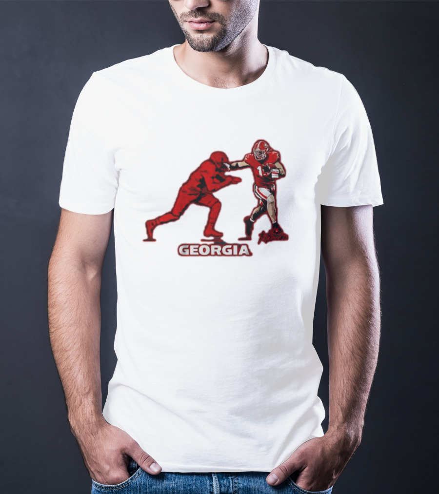 Georgia Football Superstar Brock Bowers Action Pose T-Shirt