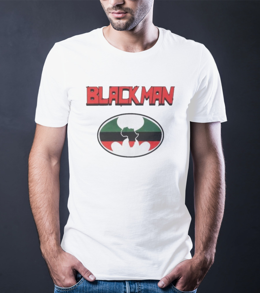 BLACKMAN African Continent Silhouette Red Black Green Oval T-Shirt