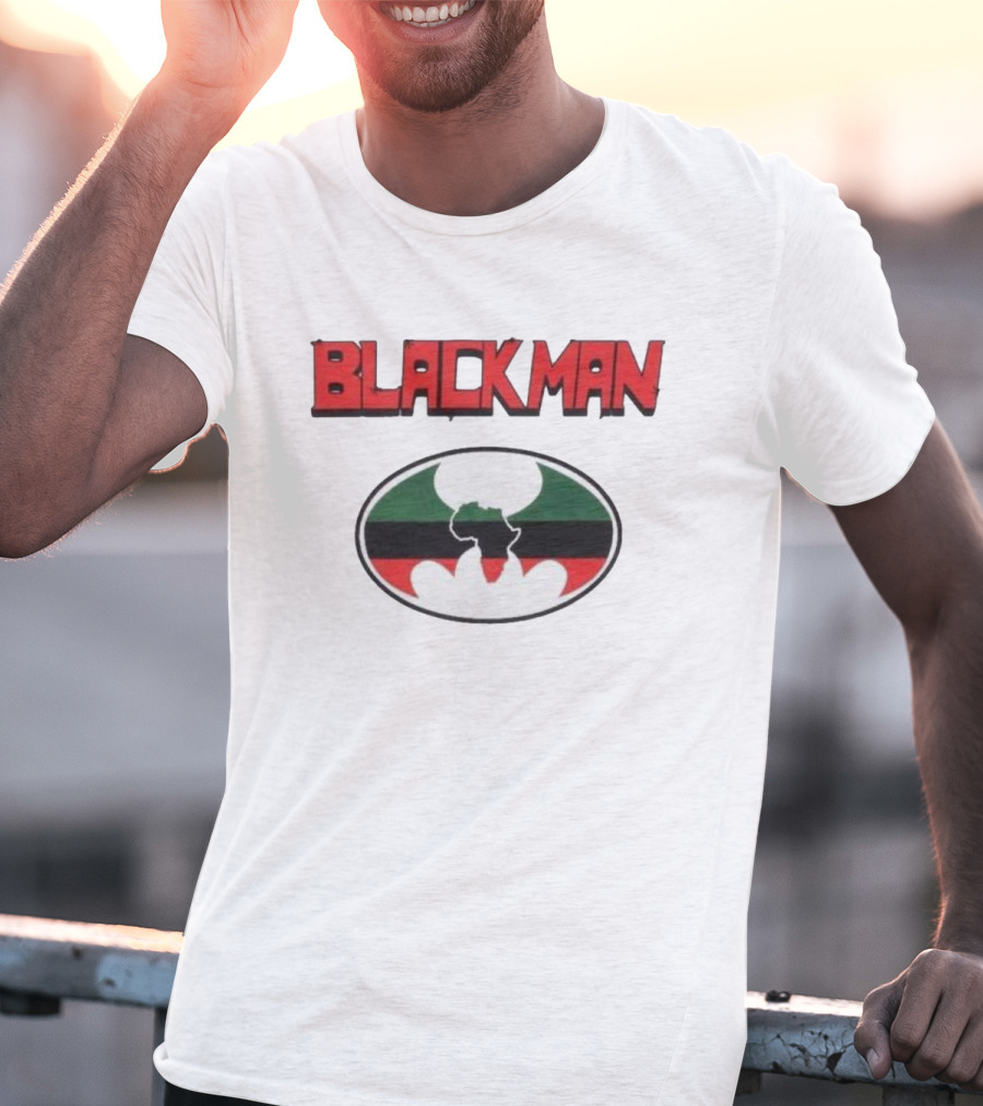 BLACKMAN African Continent Silhouette Red Black Green Oval T-Shirt