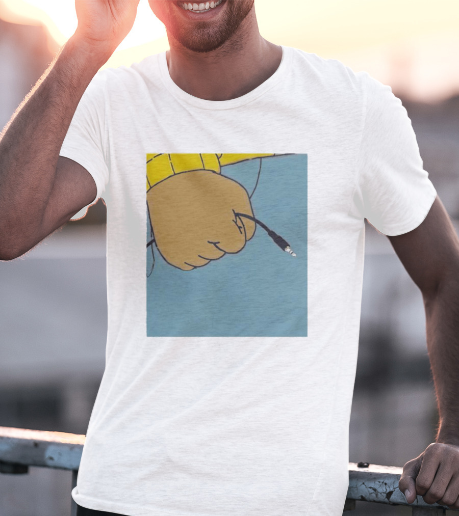 Arnold Pass The Aux Hand Holding Audio Cable Meme T-Shirt
