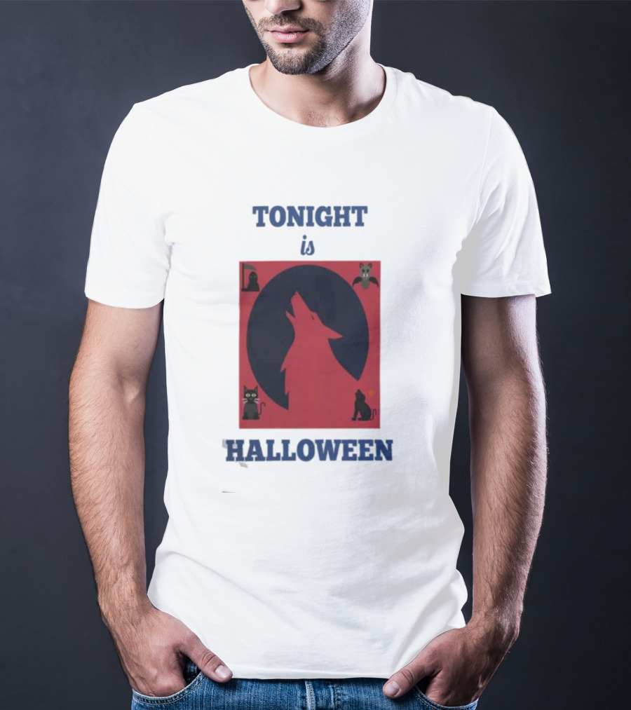 Tonight Is Halloween Dark Wolf Cats Bats Moon T-Shirt