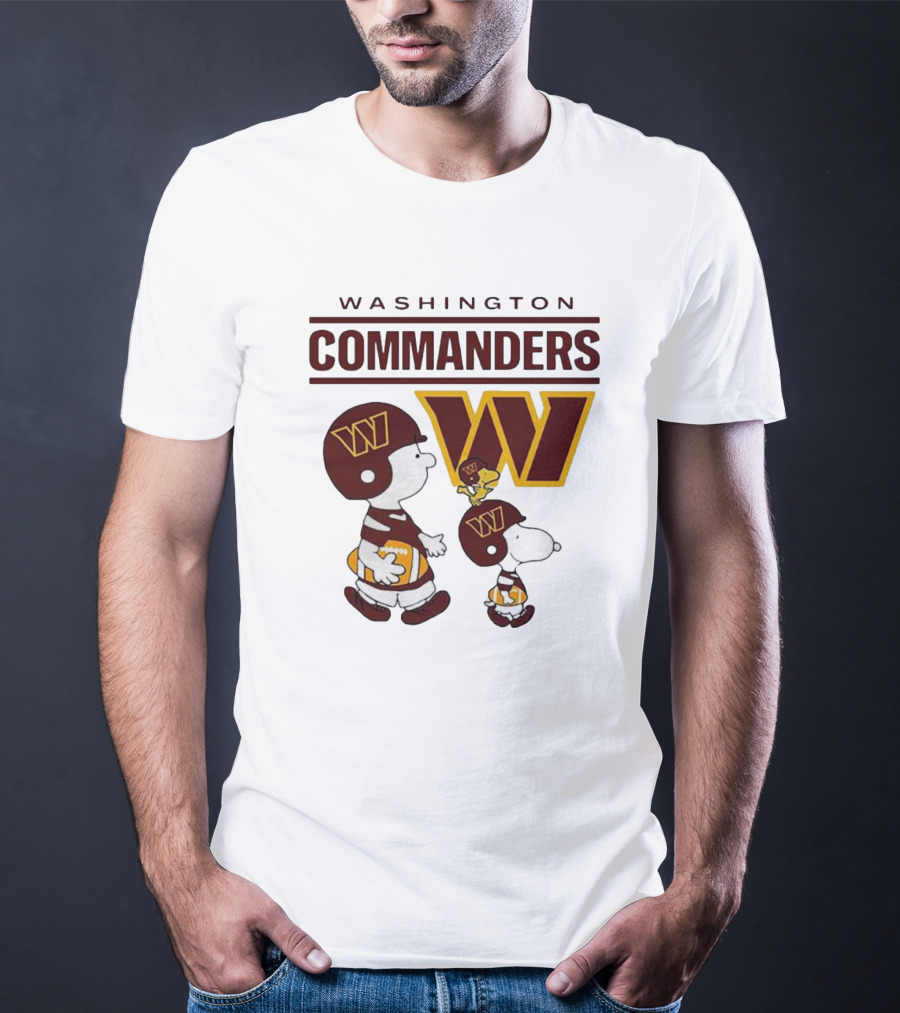Washington Commanders Snoopy Charlie Brown Football Team Fan Gear T-Shirt