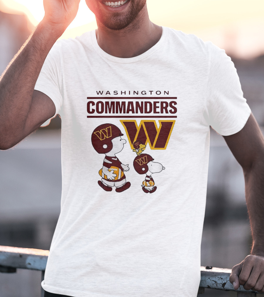 Washington Commanders Snoopy Charlie Brown Football Team Fan Gear T-Shirt