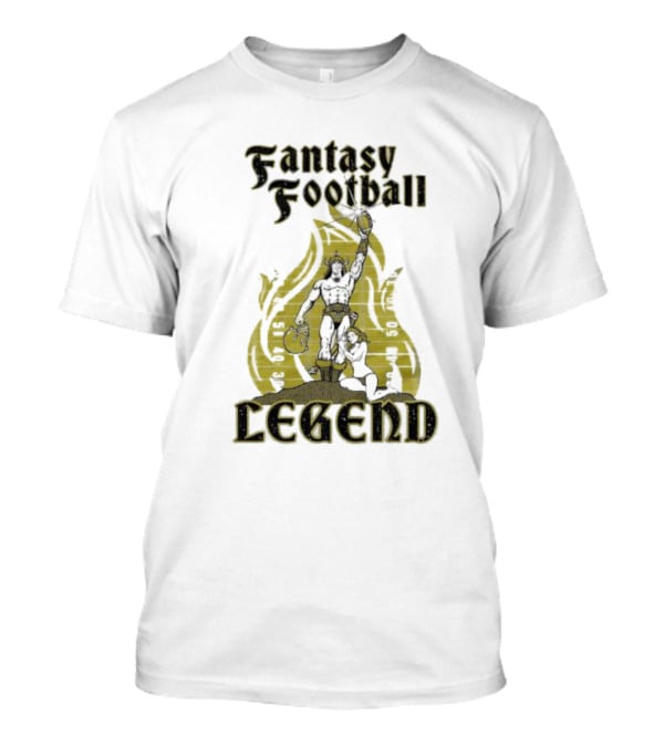 Fantasy Football Legend Viking Flame Background T-Shirt