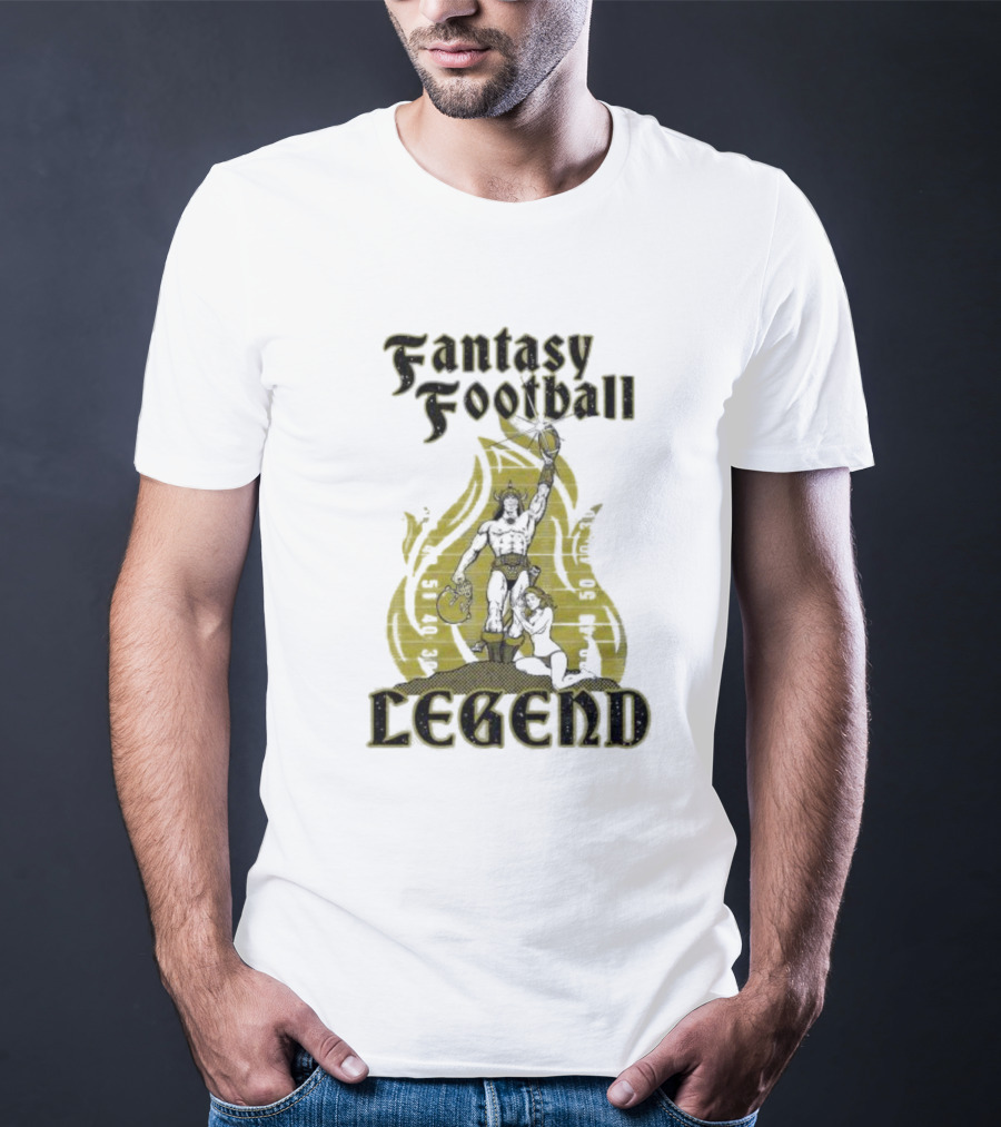 Fantasy Football Legend Viking Flame Background T-Shirt