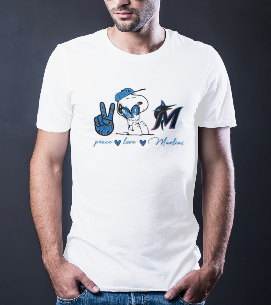 Peace Love Miami Marlins Snoopy T-Shirt