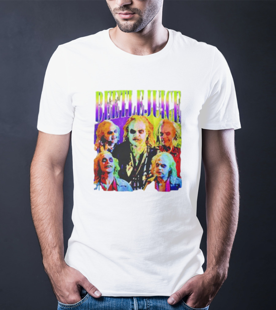 Beetlejuice Multicolor Faces Fantasy Horror Movie T-Shirt
