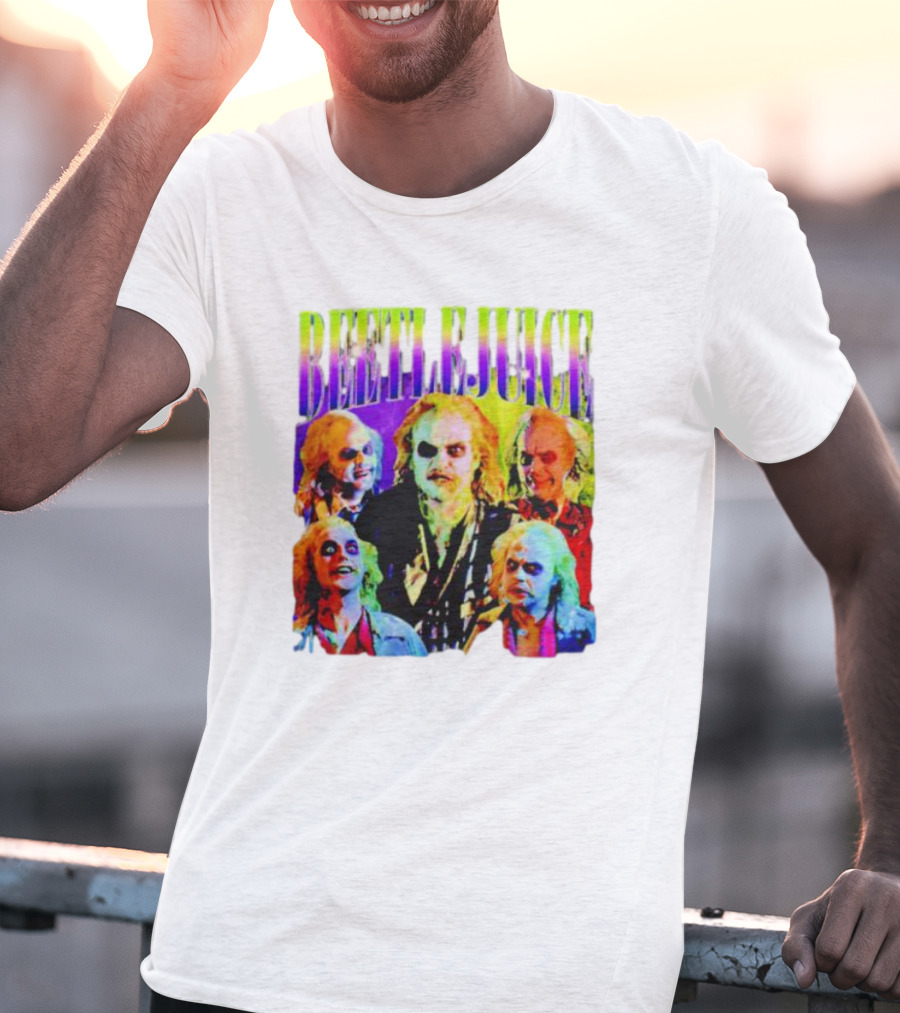 Beetlejuice Multicolor Faces Fantasy Horror Movie T-Shirt