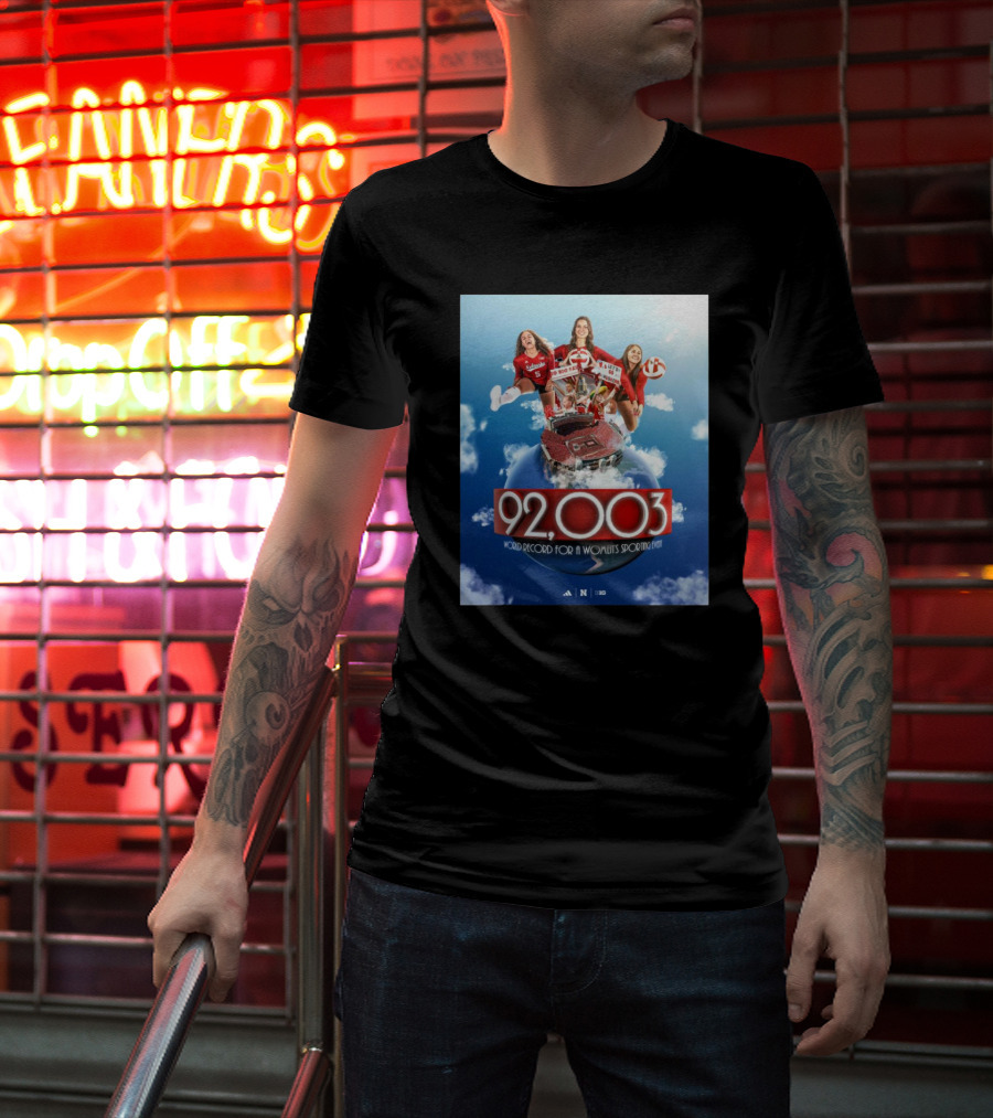 Nebraska Cornhuskers Women's Volleyball 92003 World Record For A Women's Sporting Event T-Shirt