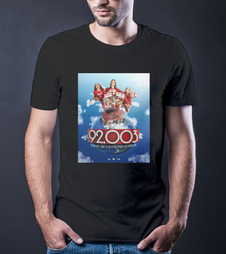 Nebraska Cornhuskers Women's Volleyball 92003 World Record For A Women's Sporting Event T-Shirt