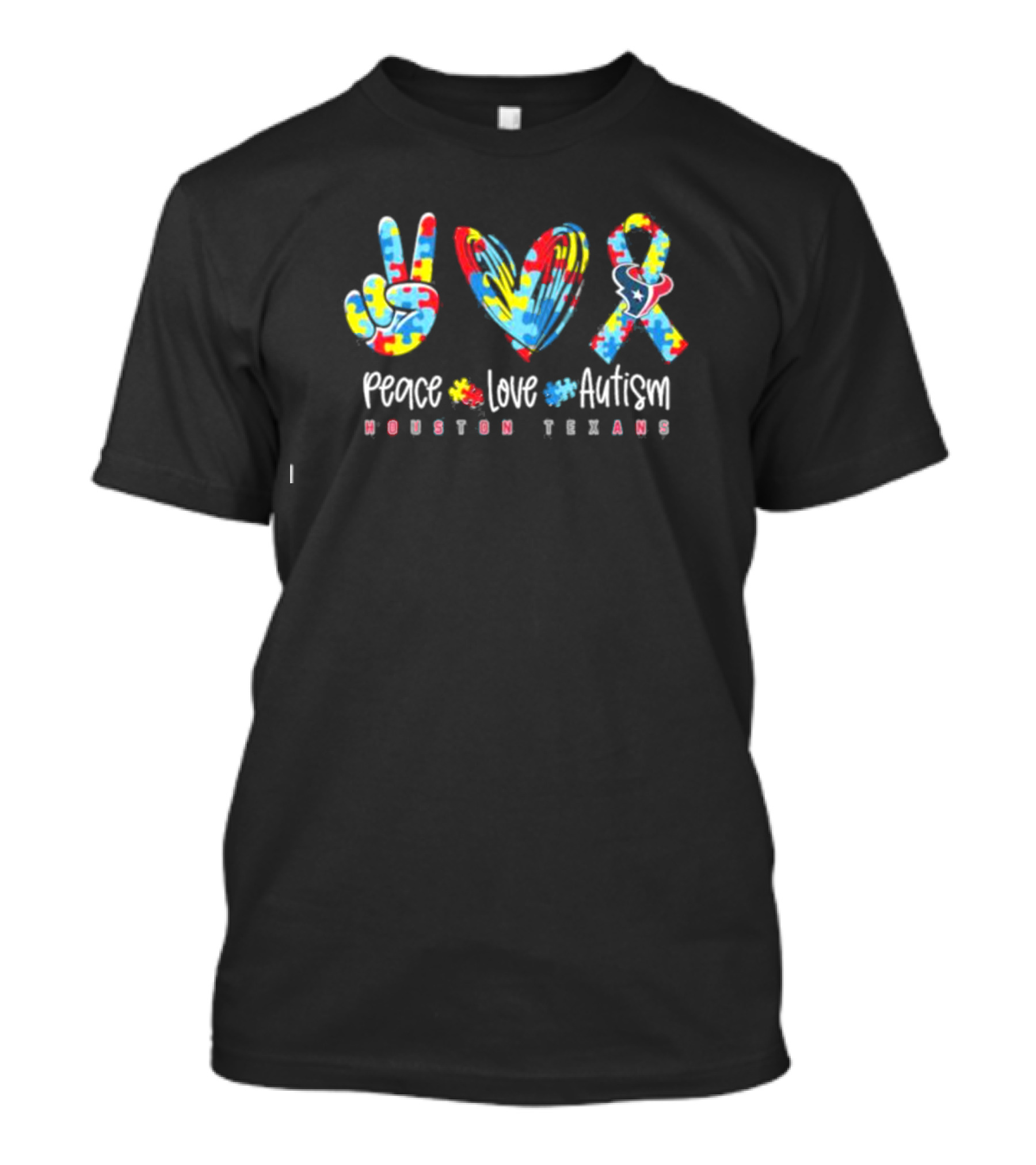 Peace Love Autism Houston Texans NFL T-Shirt