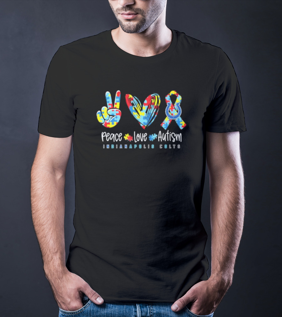 Peace Love Autism Indianapolis Colts T-Shirt