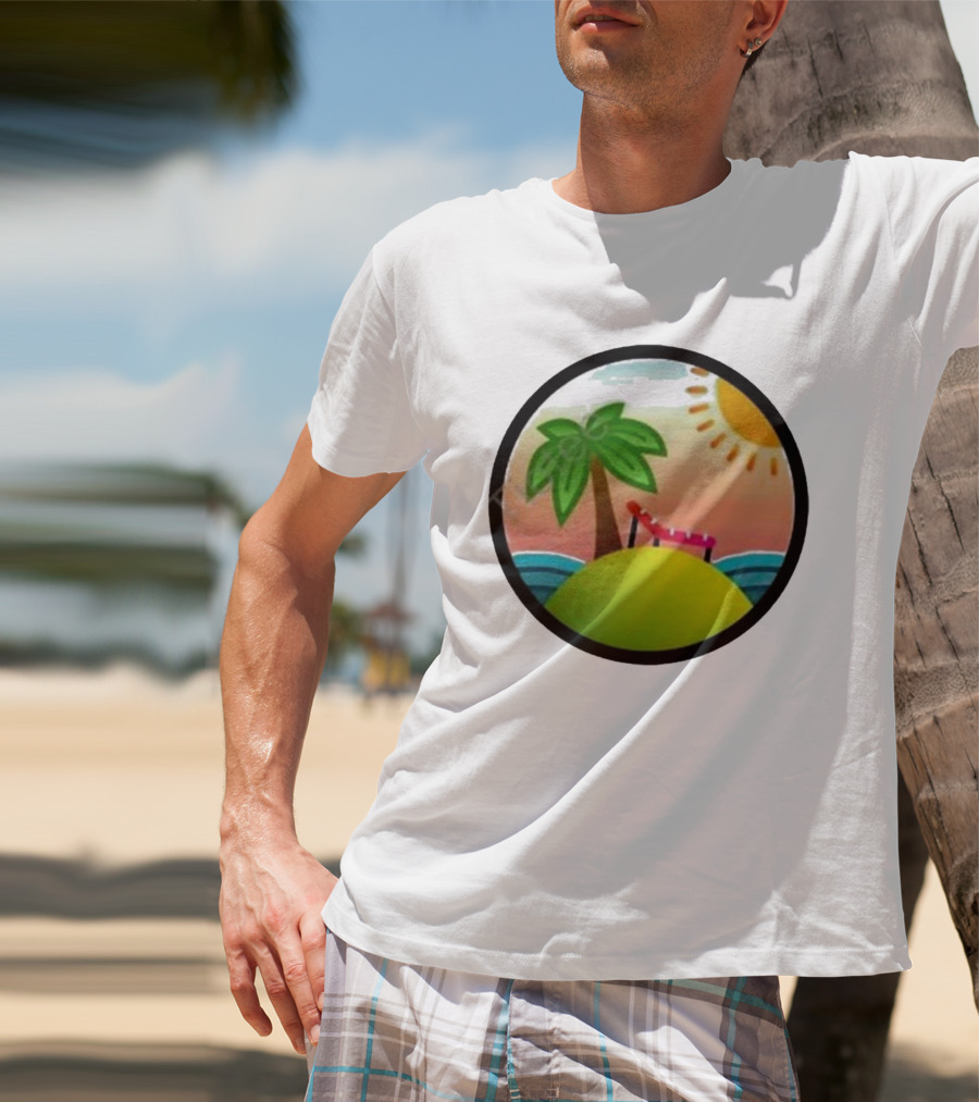 Tanstack Just Relax In Color Sunny Beach Island With Palm Tree And Lounge Chair T-Shirt