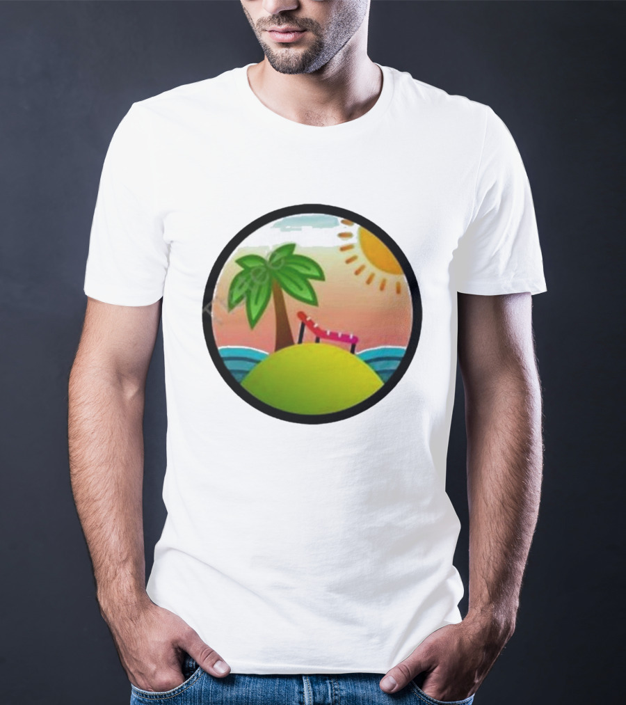 Tanstack Just Relax In Color Sunny Beach Island With Palm Tree And Lounge Chair T-Shirt