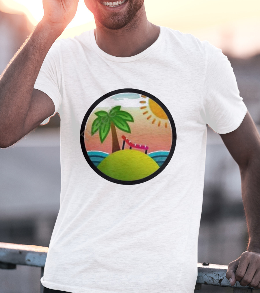 Tanstack Just Relax In Color Sunny Beach Island With Palm Tree And Lounge Chair T-Shirt