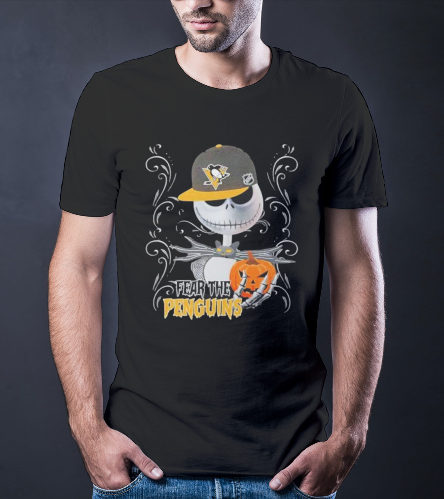 Jack Skellington Fear The Penguins Pittsburgh Halloween Pumpkin T-Shirt