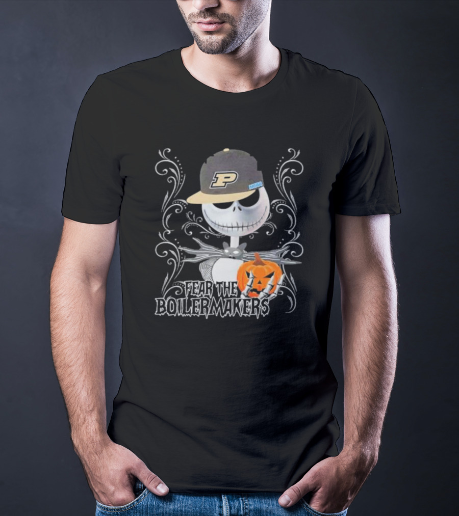 Jack Skellington Fear The Purdue Boilermakers Halloween Pumpkin T-Shirt