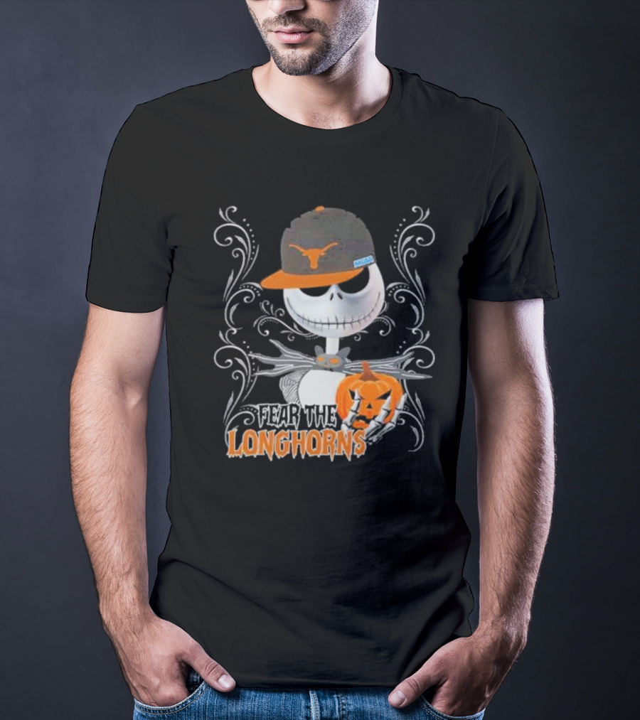 Fear The Longhorns Jack Skellington Pumpkin Halloween T-Shirt
