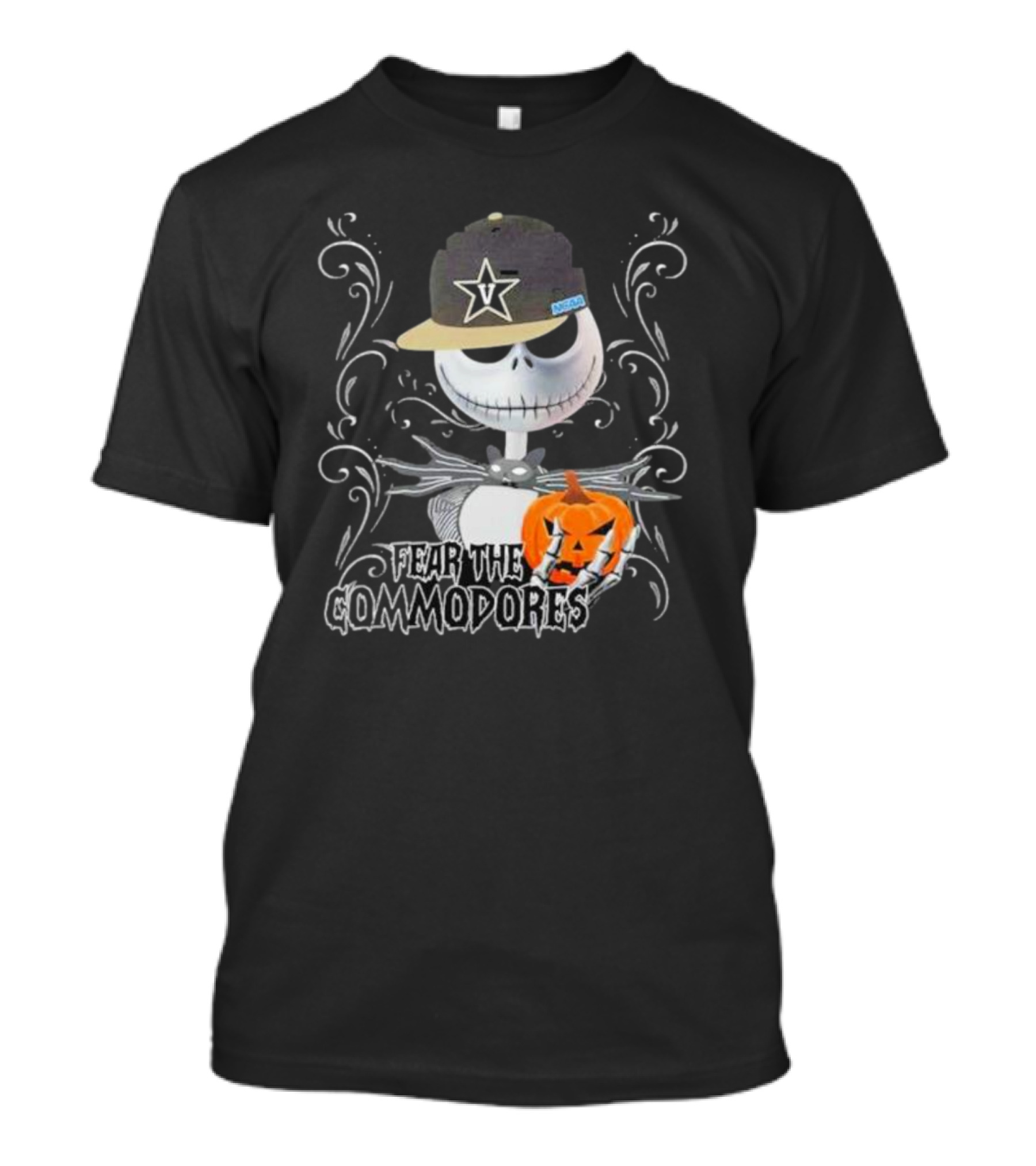 Fear The Commodores Jack Skellington Vanderbilt Pumpkin Halloween T-Shirt