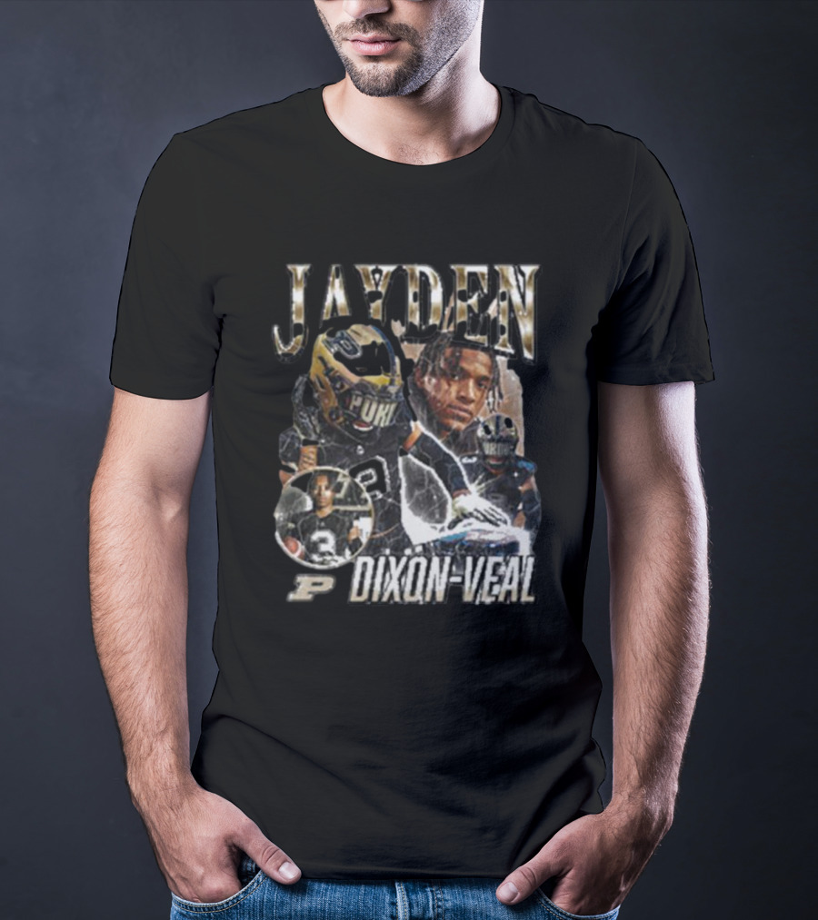 Jayden Dixon-Veal Purdue Boilermakers Football Player Portrait Montage T-Shirt