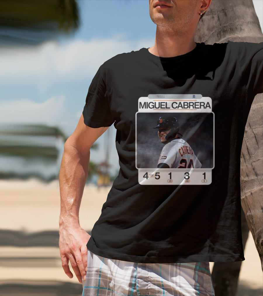 Miguel Cabrera 49th Career 4-Hit Game Detroit Tigers 24 Baseball Statistics T-Shirt