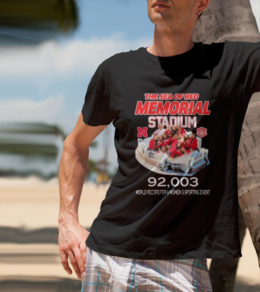 The Sea Of Red Memorial Stadium Nebraska Volleyball 92,003 World Record For A Women's Sporting Event T-Shirt