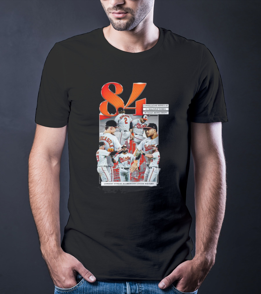 Orioles 84 Consecutive Series Without Being Swept Longest Streak In American League History T-Shirt