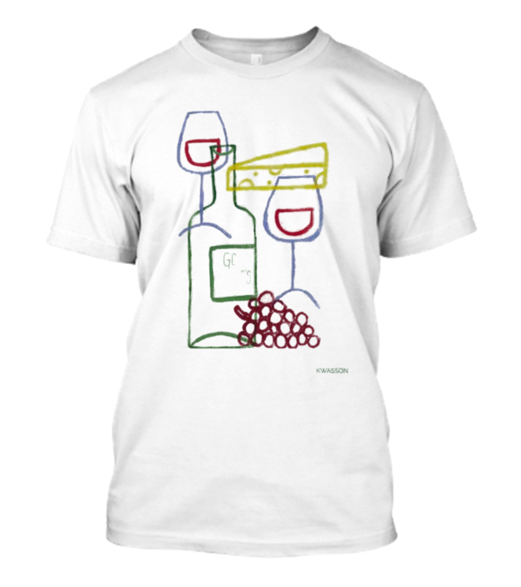 Wine Champagne Good Times Neon Wine Bottle Cheese Grapes T-Shirt