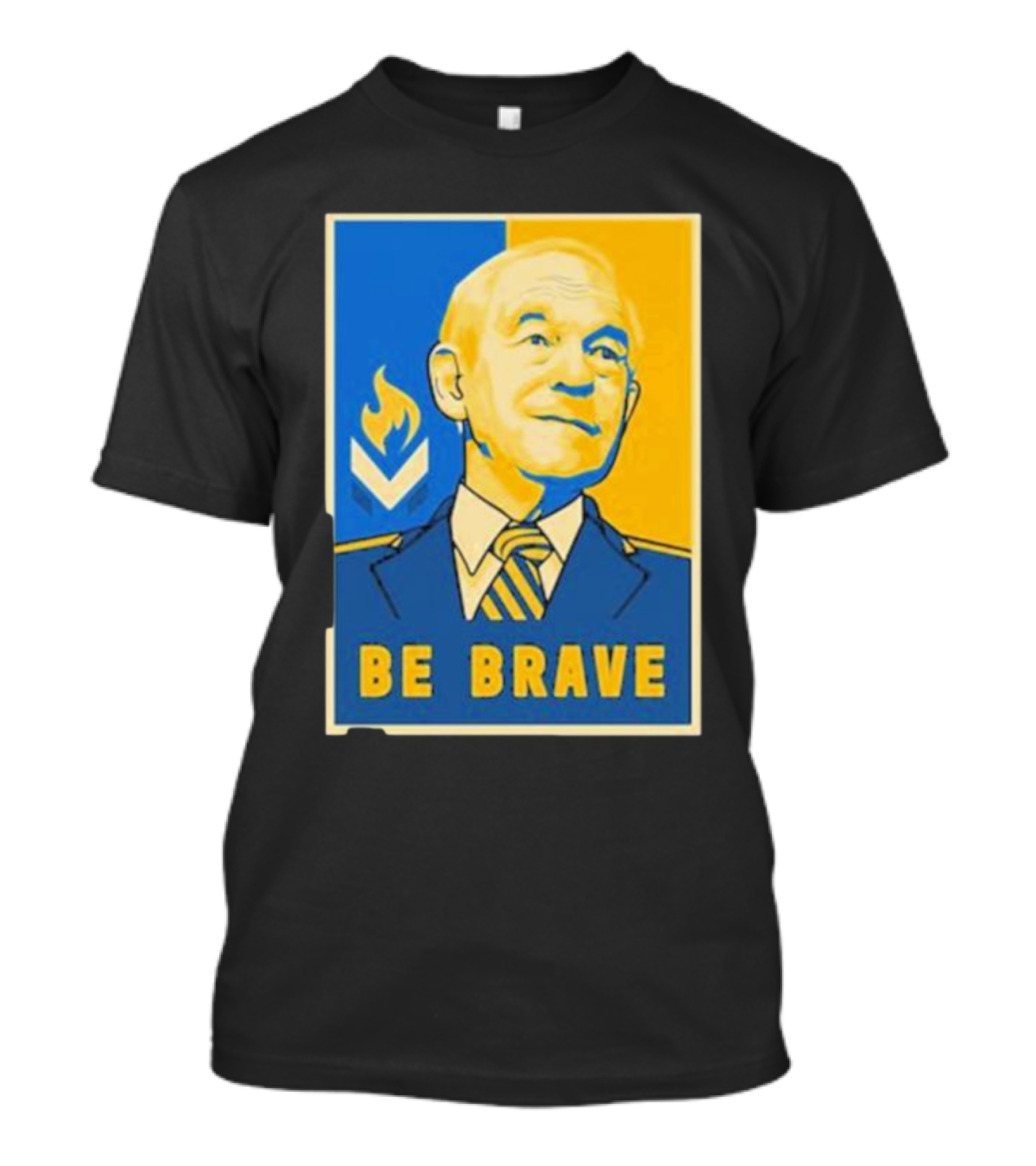 Ron Paul Be Brave Inspirational Blue And Yellow T-Shirt