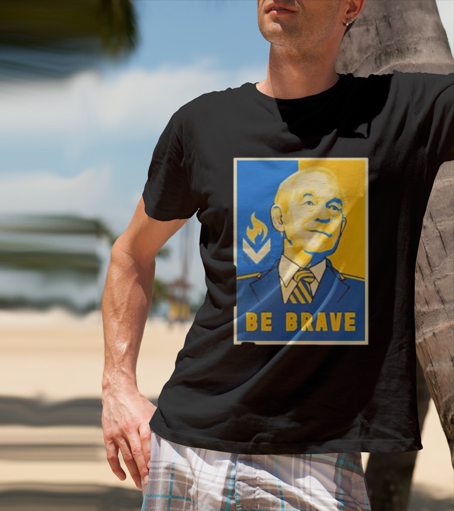 Ron Paul Be Brave Inspirational Blue And Yellow T-Shirt