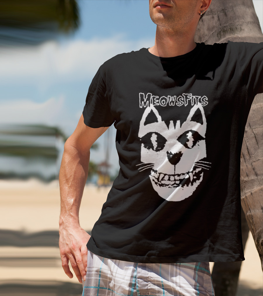 Meowsfits Grinning Cat Skull T-Shirt