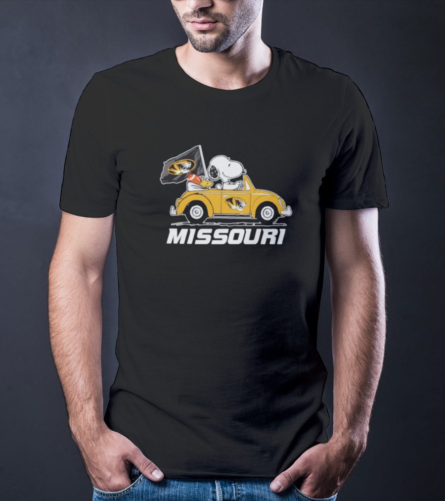 Missouri Tigers Snoopy Woodstock Driving Car T-Shirt