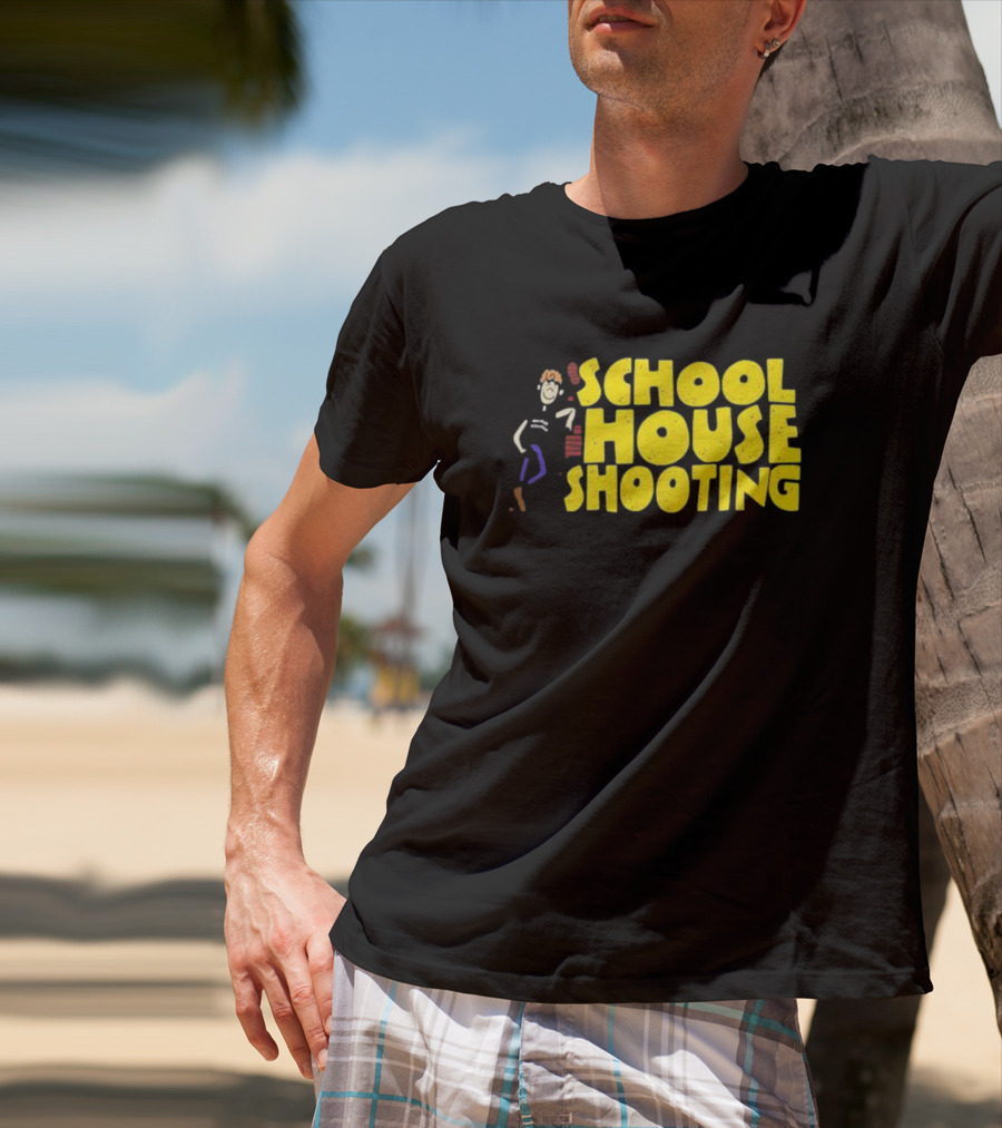 SCHOOL HOUSE SHOOTING Cartoon Character T-Shirt