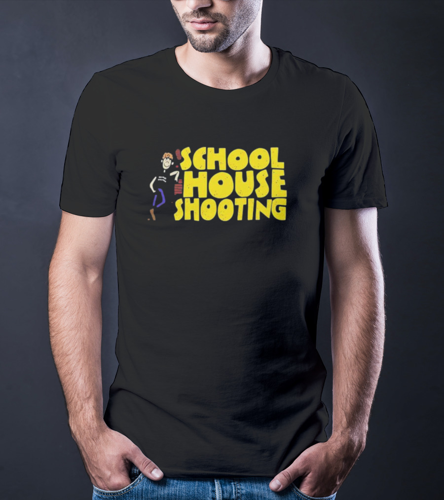 SCHOOL HOUSE SHOOTING Cartoon Character T-Shirt