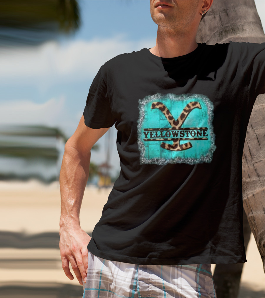 Yellowstone Turquoise Leopard Print T-Shirt